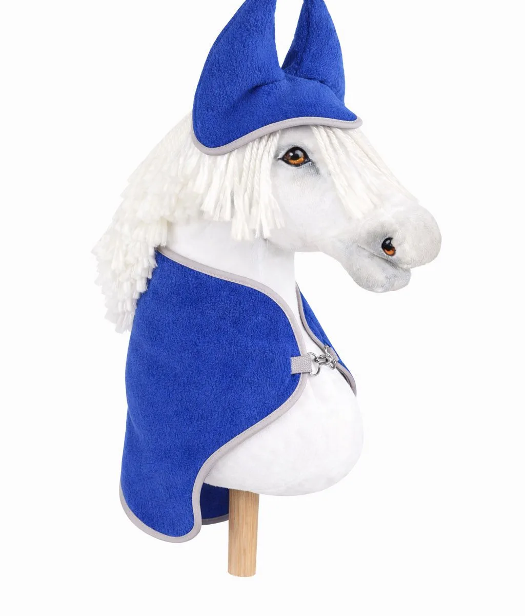 Rinkinys „Hobby Horse“ žirgams A4 ir A5: flisinis apklotas ir ausinės, spalvos: mėlyna ir kitos