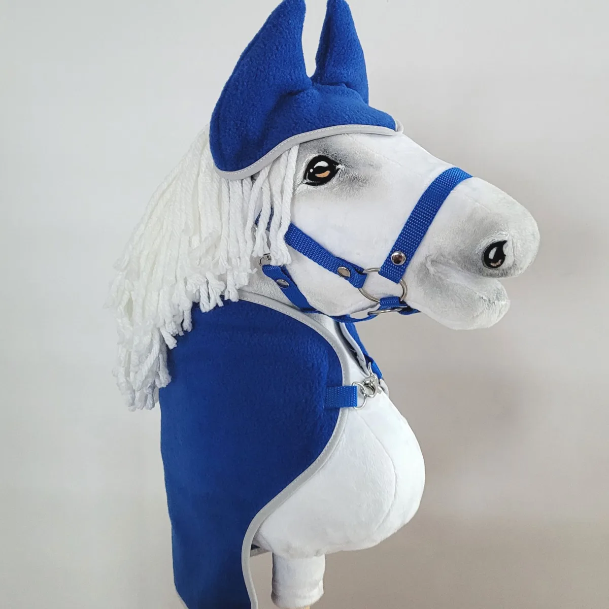 Rinkinys „Hobby Horse“ žirgams A4 ir A5: flisinis apklotas ir ausinės, spalvos: mėlyna ir kitos