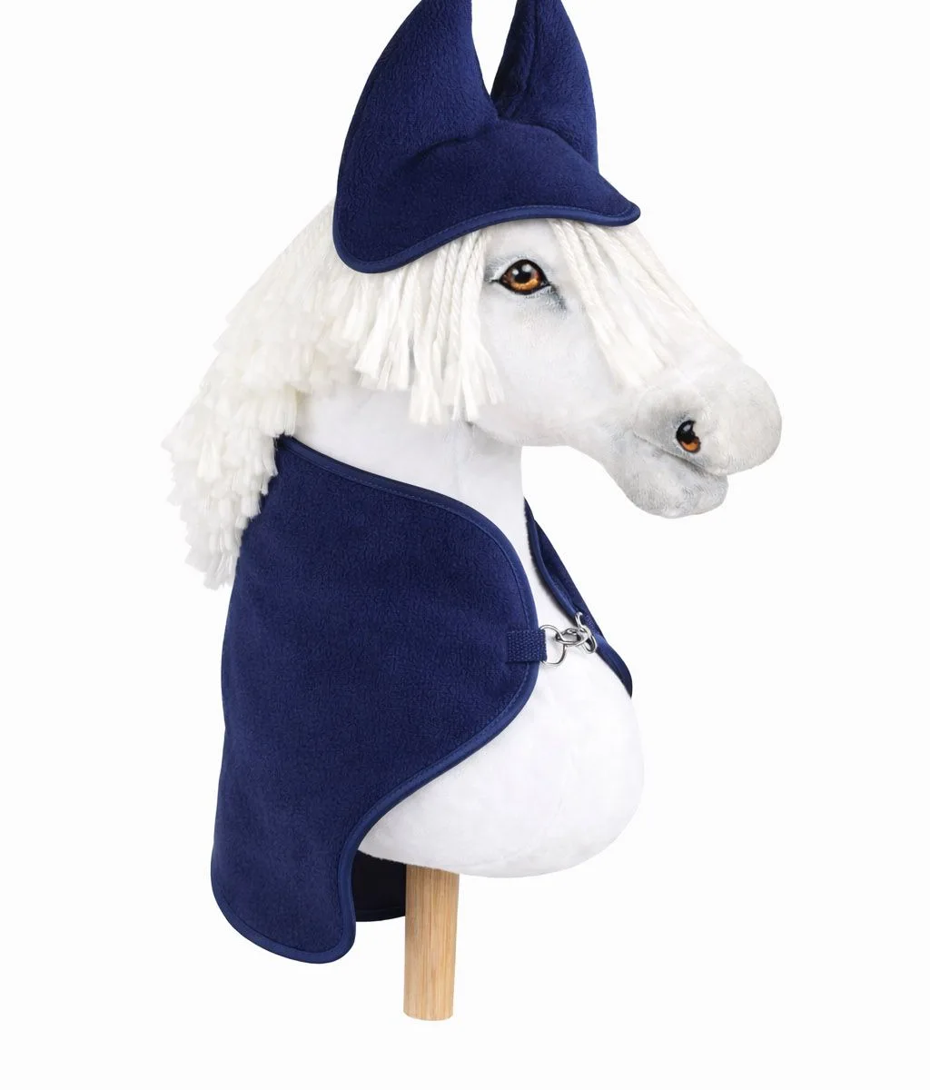Rinkinys „Hobby Horse“ žirgams A4 ir A5: flisinis apklotas ir ausinės, spalvos: mėlyna ir kitos