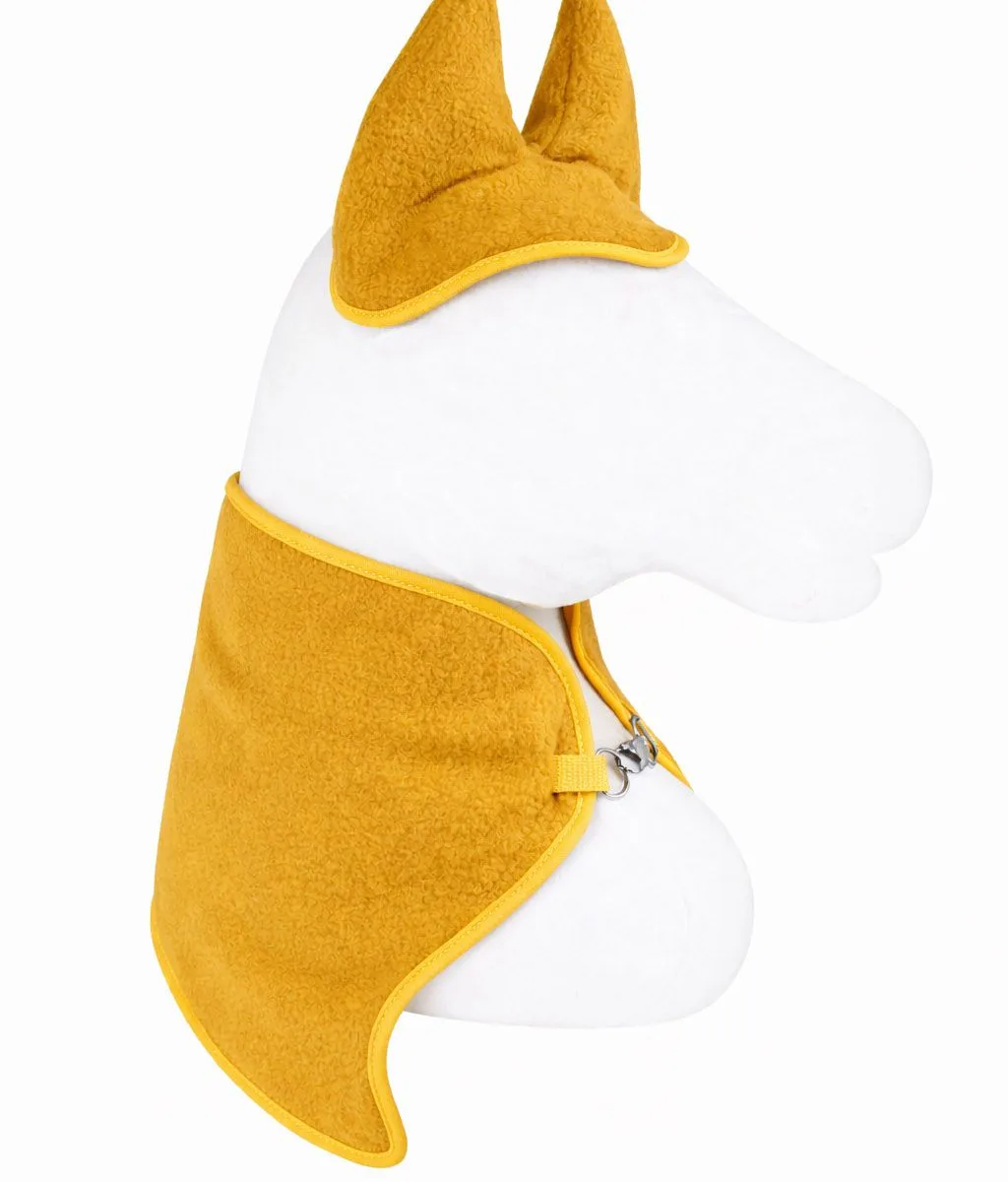 Rinkinys „Hobby Horse“ žirgams A4 ir A5: flisinis apklotas ir ausinės, spalvos: geltona, juoda ir kitos