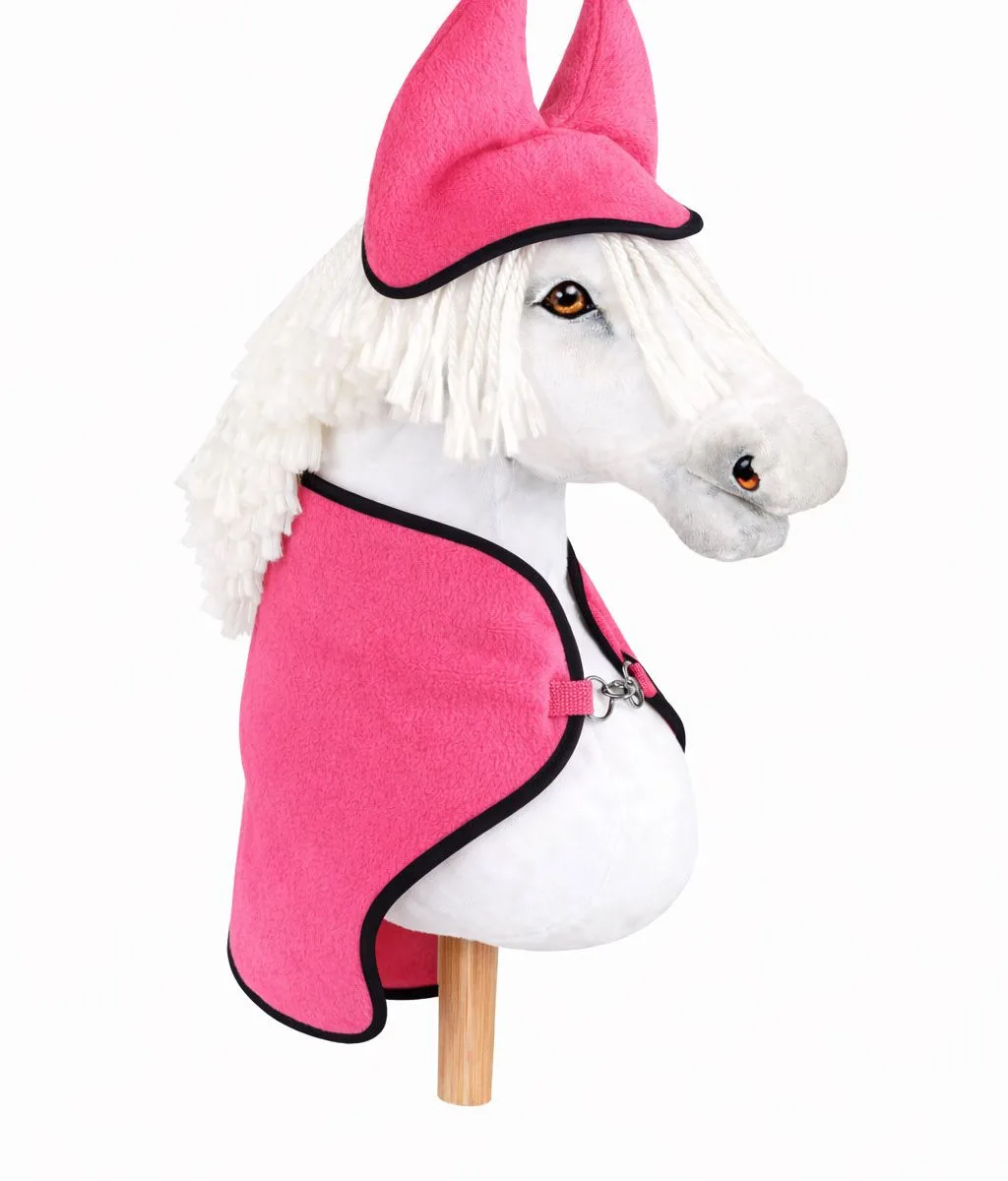 Rinkinys „Hobby Horse“ žirgams A4 ir A5: flisinis apklotas ir ausinės, spalvos: rožinė ir ruda