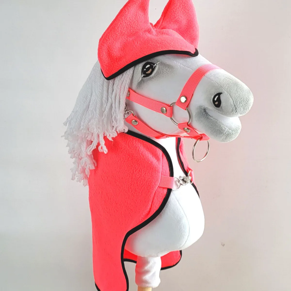 Rinkinys „Hobby Horse“ žirgams A4 ir A5: flisinis apklotas ir ausinės, spalvos: rožinė ir ruda