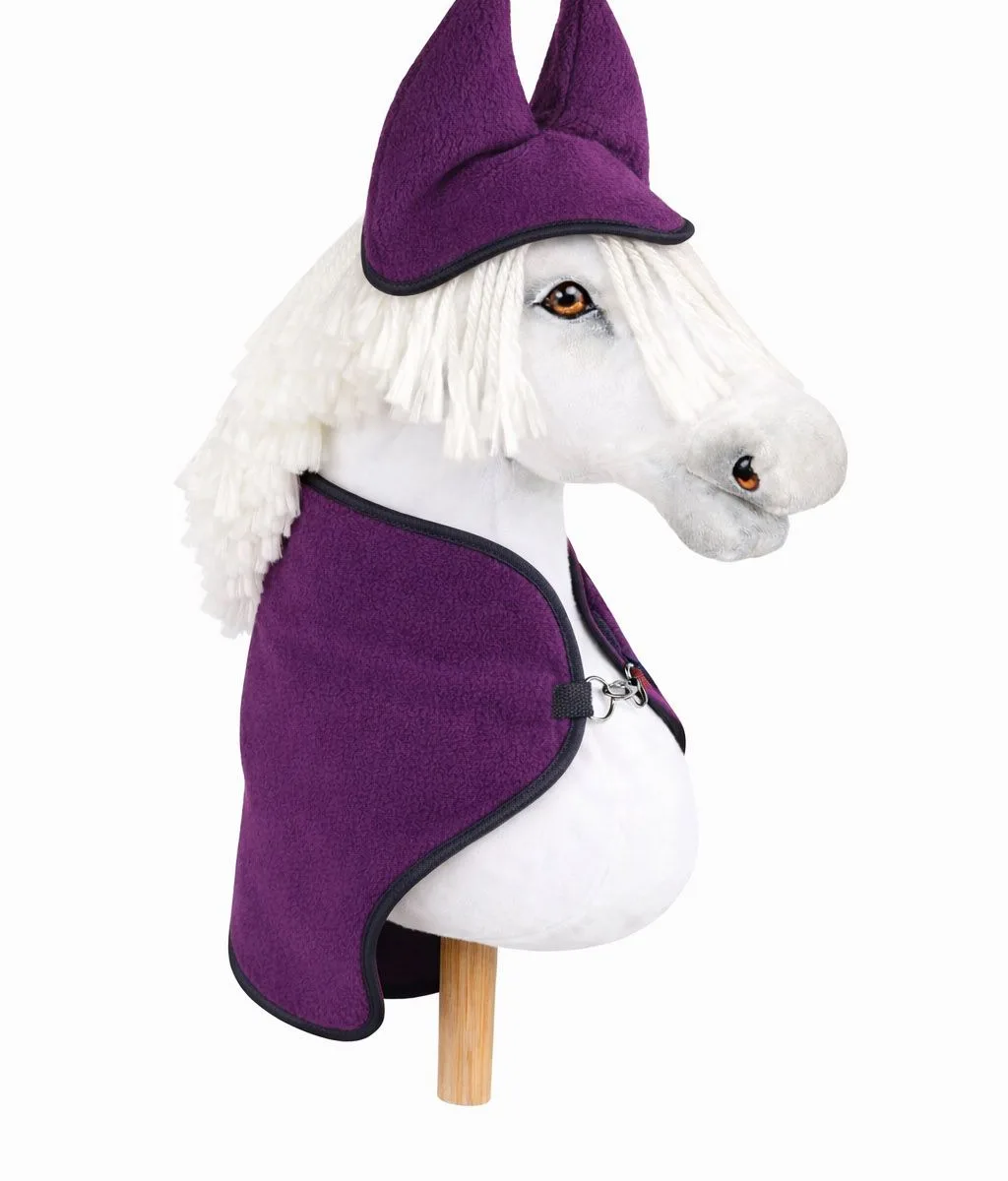 Rinkinys „Hobby Horse“ žirgams A4 ir A5: flisinis apklotas ir ausinės, spalvos: geltona, juoda ir kitos