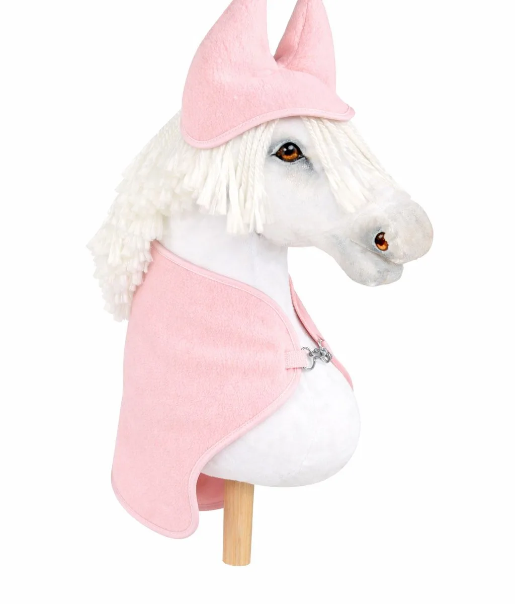 Rinkinys „Hobby Horse“ žirgams A4 ir A5: flisinis apklotas ir ausinės, spalvos: rožinė ir ruda