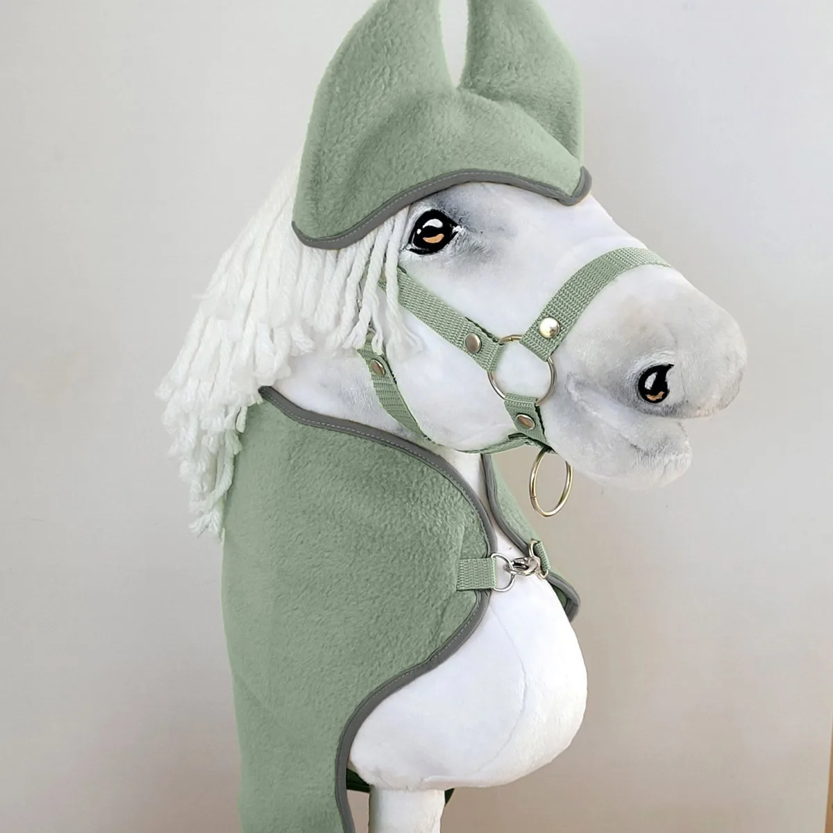 Rinkinys „Hobby Horse“ žirgams A4 ir A5: flisinis apklotas ir ausinės, spalva: žalia
