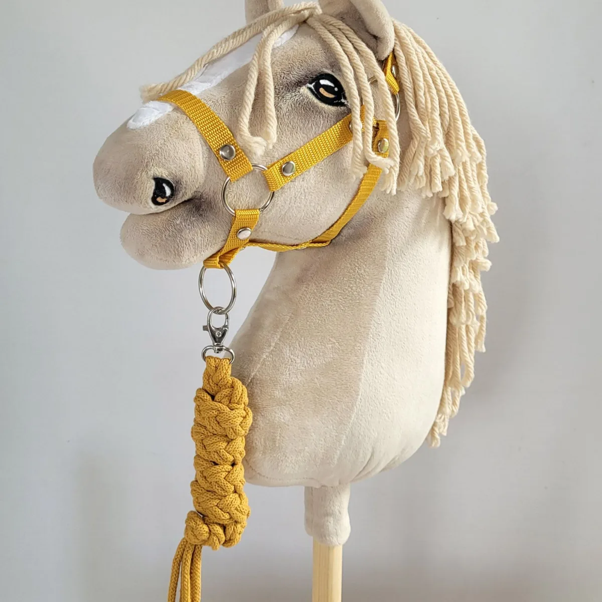 Rinkinys „Hobby Horse“ žirgui: apynasris A3 ir virvinis pavadis, spalvos: geltona, juoda ir kitos