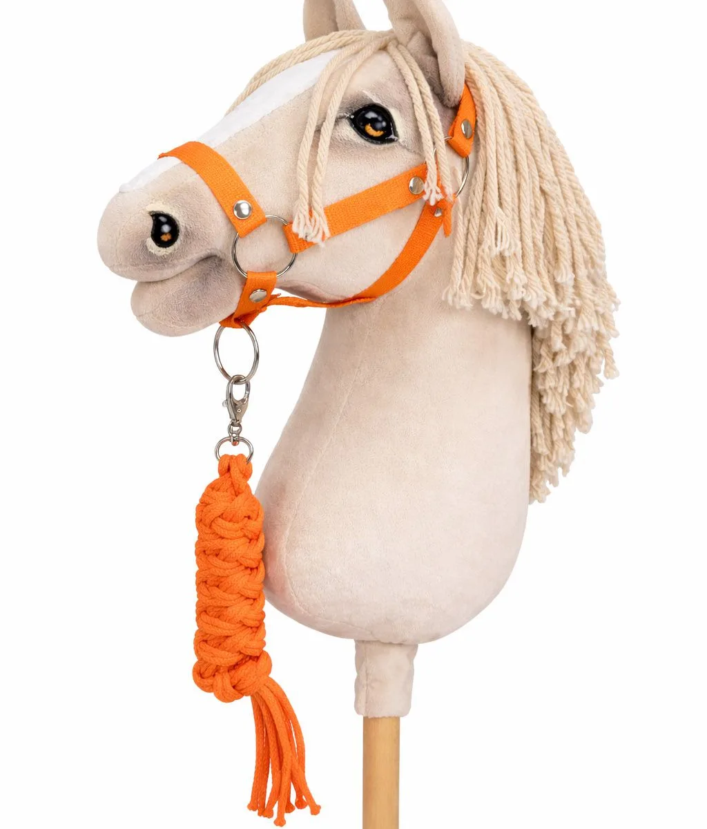 Rinkinys „Hobby Horse“ žirgui: apynasris A3 ir virvinis pavadis, spalvos: oranžinė, raudona ir rožinė