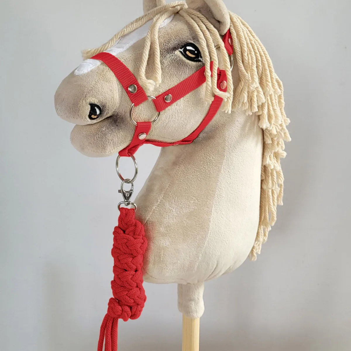 Rinkinys „Hobby Horse“ žirgui: apynasris A3 ir virvinis pavadis, spalvos: oranžinė, raudona ir rožinė