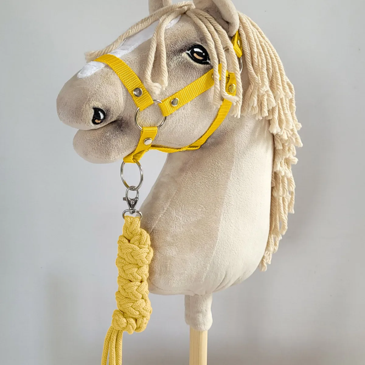 Rinkinys „Hobby Horse“ žirgui: apynasris A3 ir virvinis pavadis, spalvos: geltona, juoda ir kitos