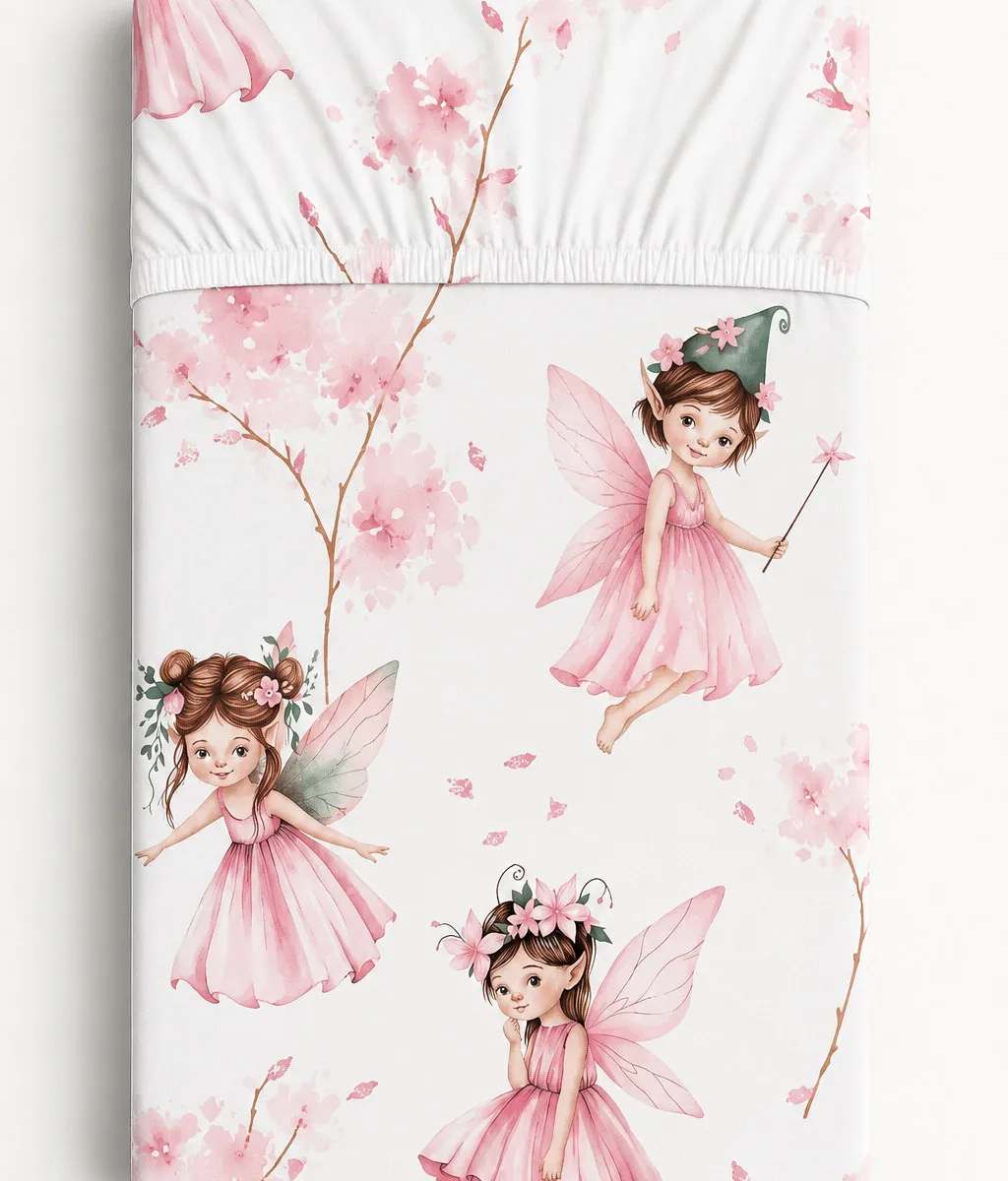 Medvilninė paklodė 120x60 cm, „Blossom Fairies“