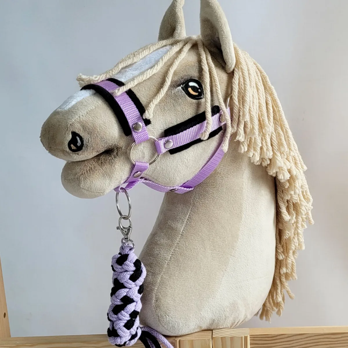 Pavadis „Hobby Horse“ žirgui iš dvigubos virvės, spalvos: violetinė ir žalia