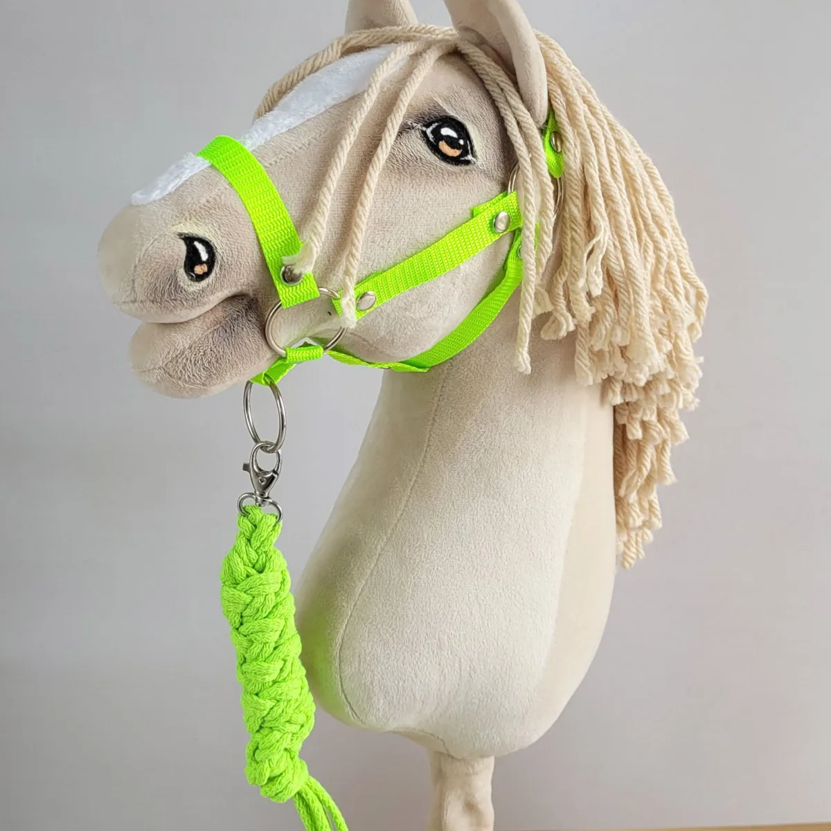 Pavadis „Hobby Horse“ žirgui iš dvigubos virvės, spalvos: violetinė ir žalia