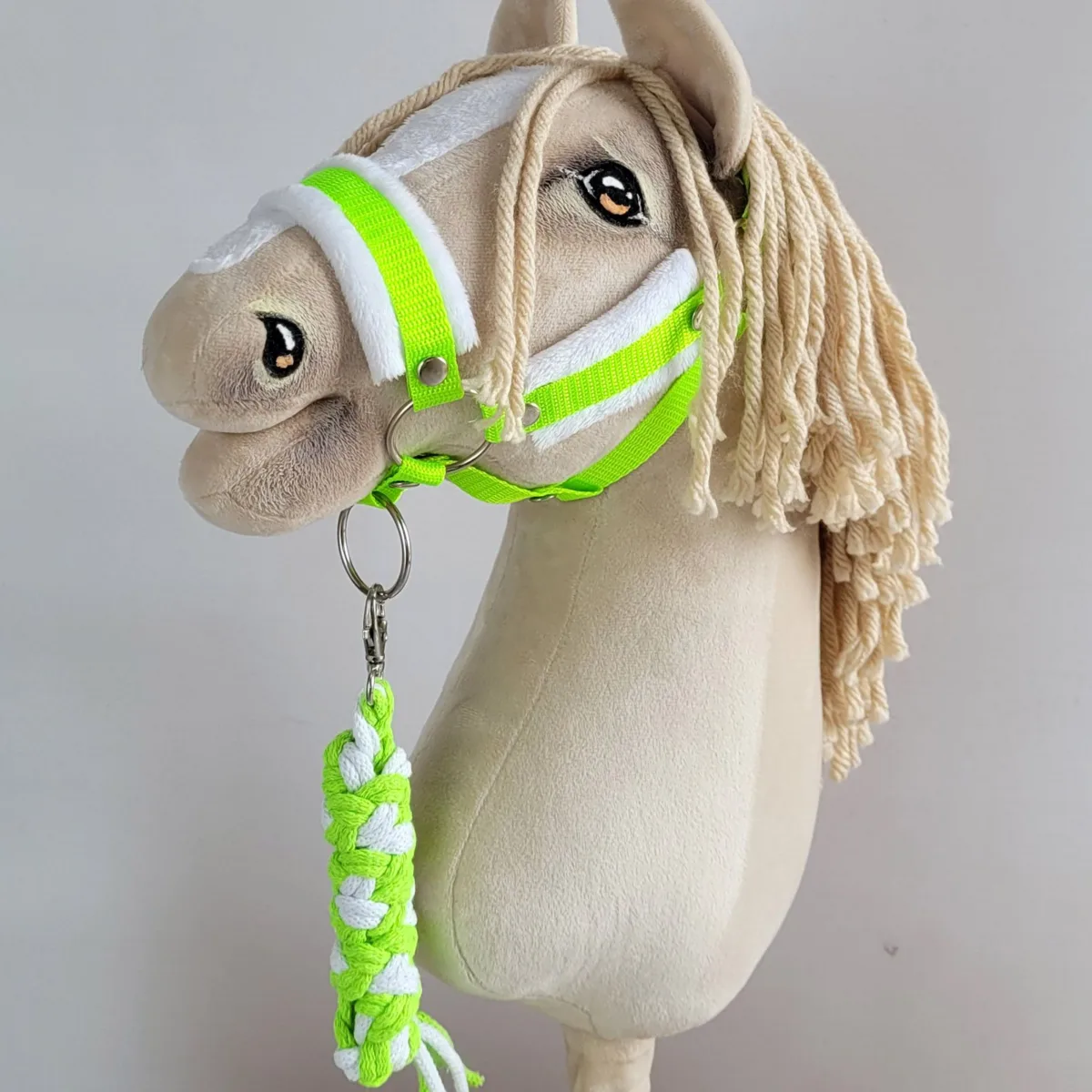 Pavadis „Hobby Horse“ žirgui iš dvigubos virvės, spalva: žalia, juoda ir žalia