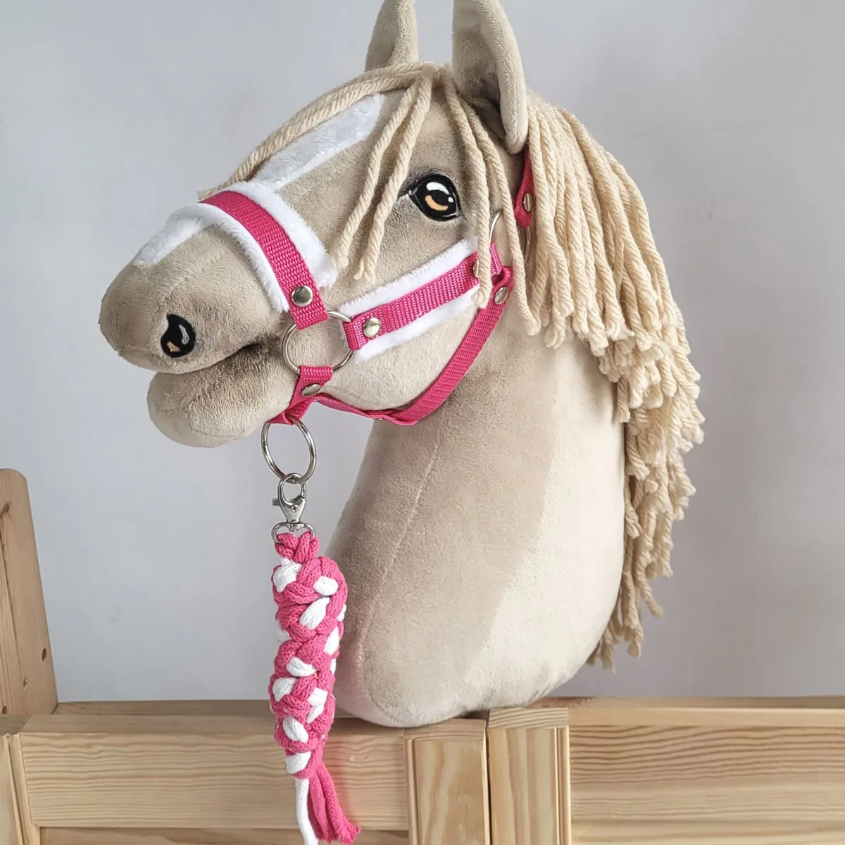 Pavadis „Hobby Horse“ žirgui iš dvigubos virvės, spalva: rožinė