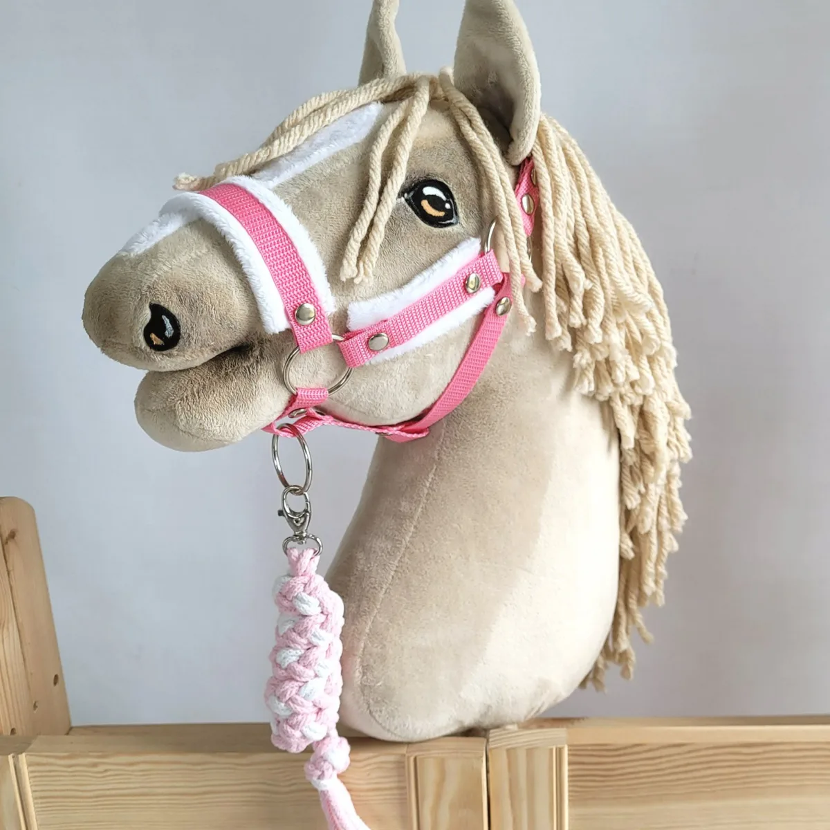 Pavadis „Hobby Horse“ žirgui iš dvigubos virvės, spalva: rožinė