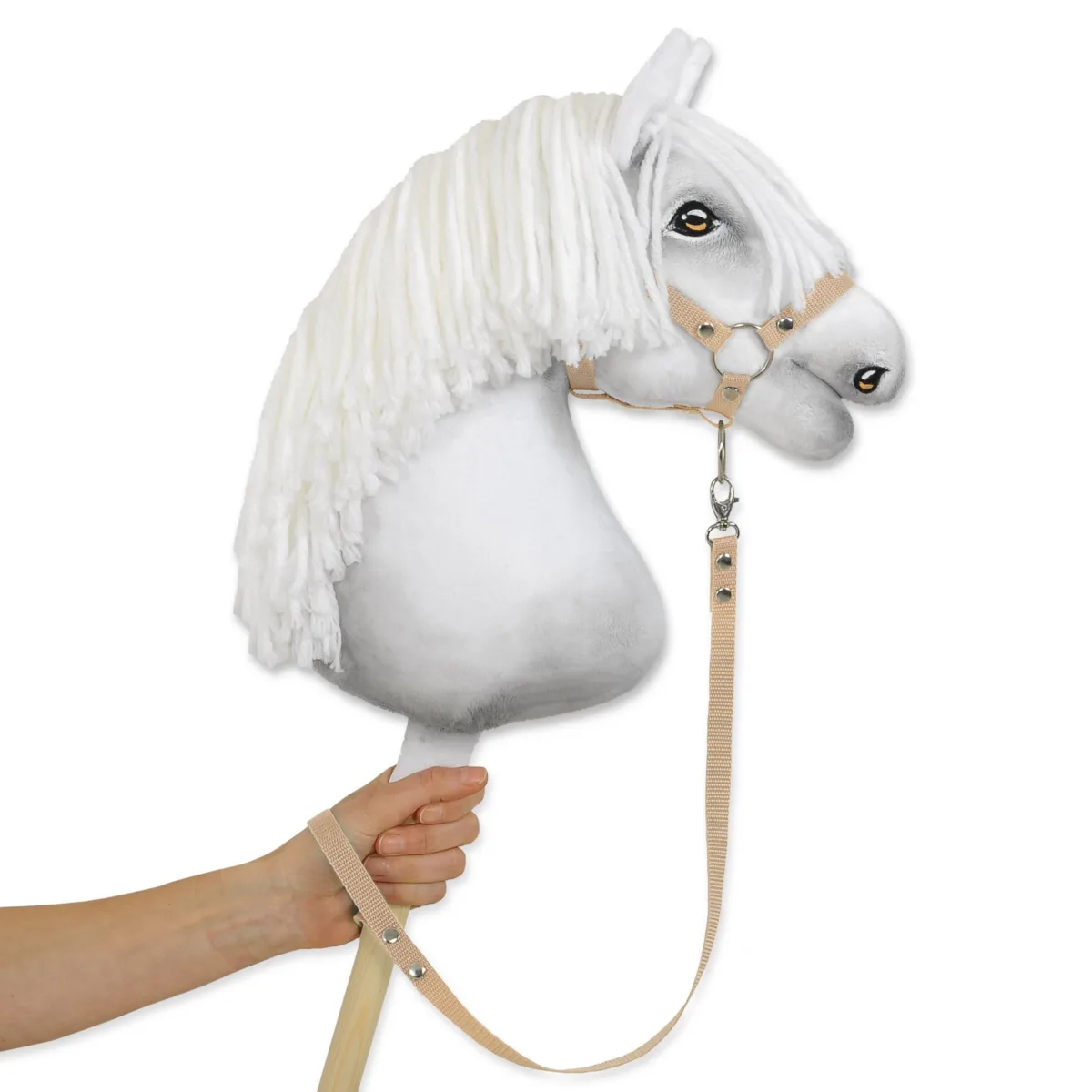 Pavadis „Hobby Horse“ žirgui iš juostos, spalvos: rožinė ir smėlio