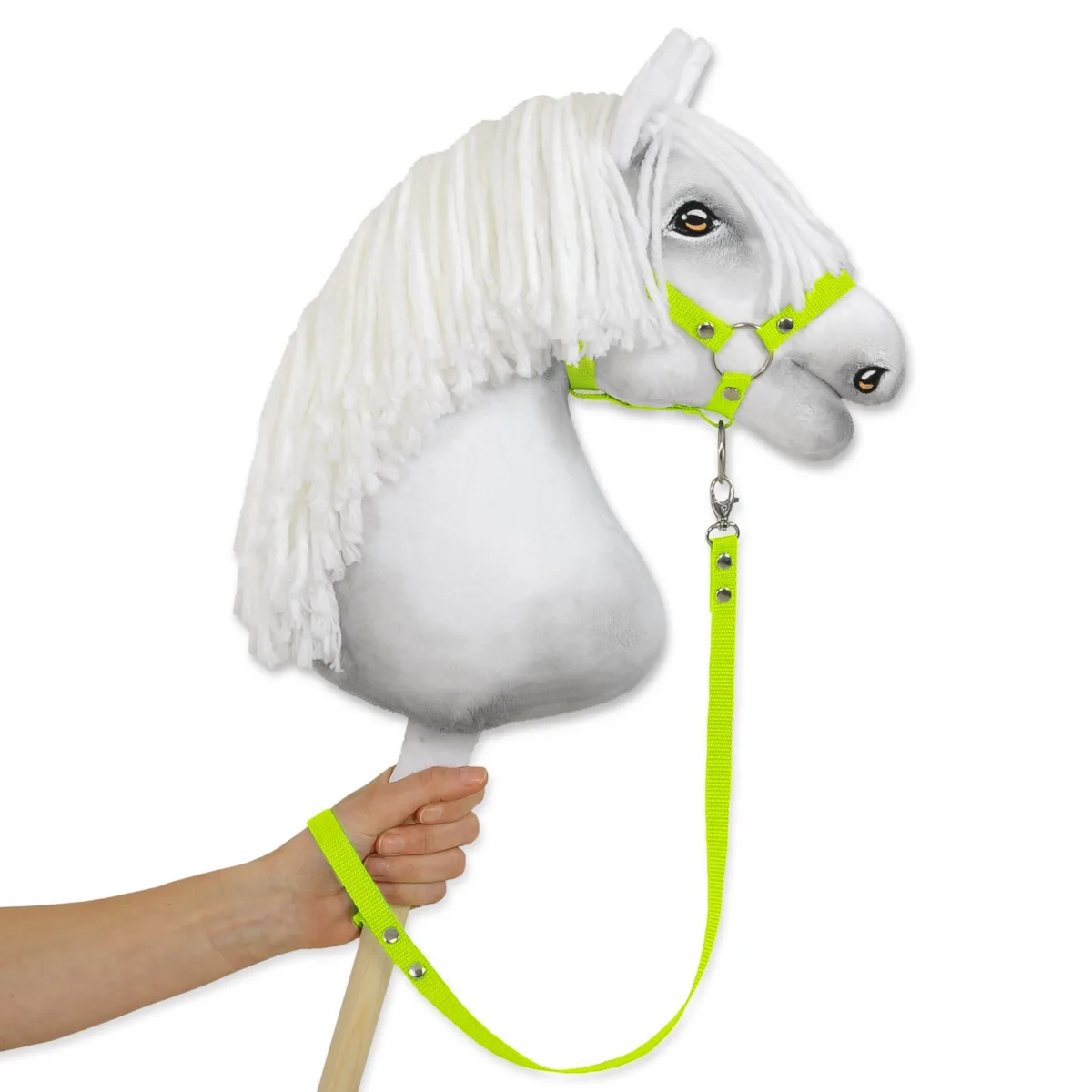 Pavadis „Hobby Horse“ žirgui iš juostos, spalvos: violetinė ir žalia