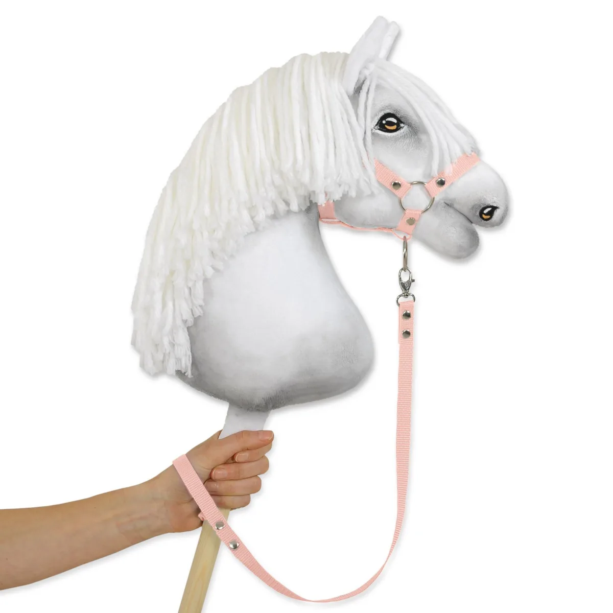 Pavadis „Hobby Horse“ žirgui iš juostos, spalvos: rožinė ir smėlio