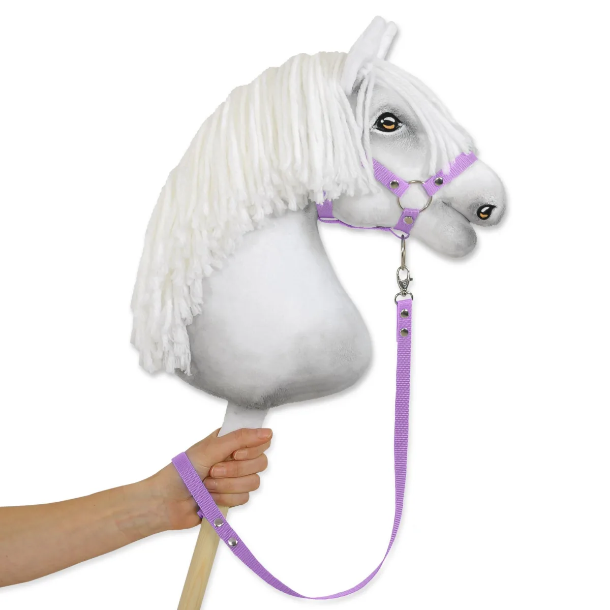 Pavadis „Hobby Horse“ žirgui iš juostos, spalvos: violetinė ir žalia