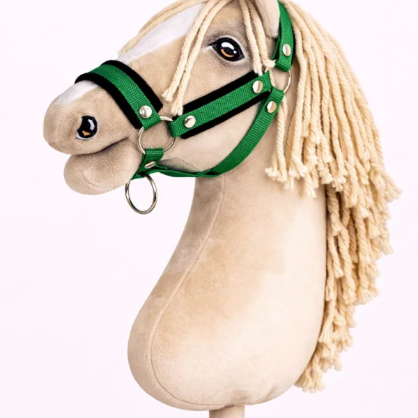Reguliuojamas apynasris „Hobby Horse“ žirgui A3, vienspalviai, žalia su juodu kailiuku