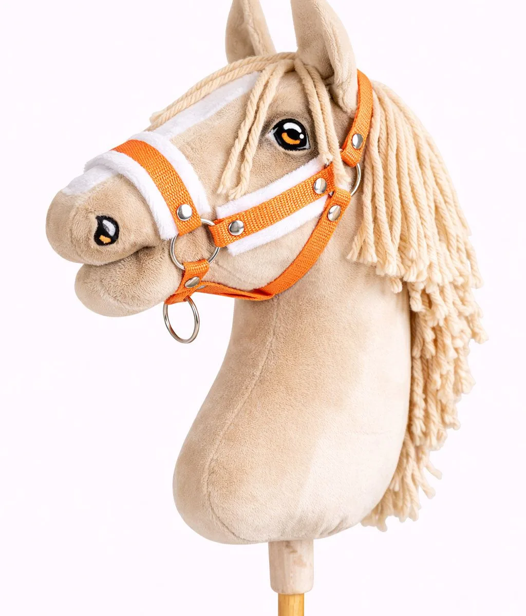 Reguliuojamas apynasris „Hobby Horse“ žirgui A3, oranžinė su baltu kailiuku