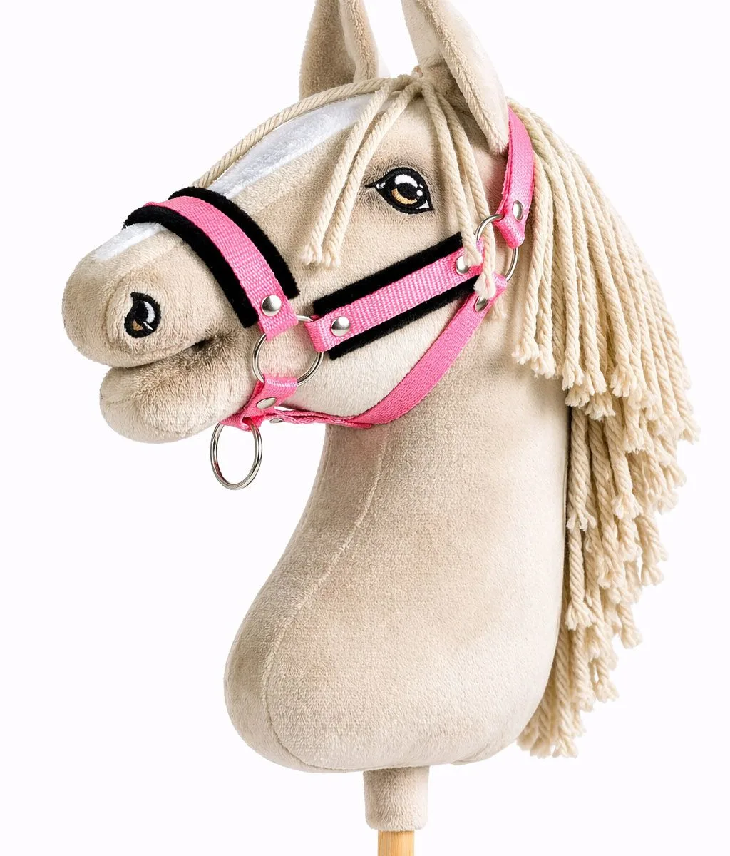 Reguliuojamas apynasris „Hobby Horse“ žirgui A3, rožinė su juodu kailiuku