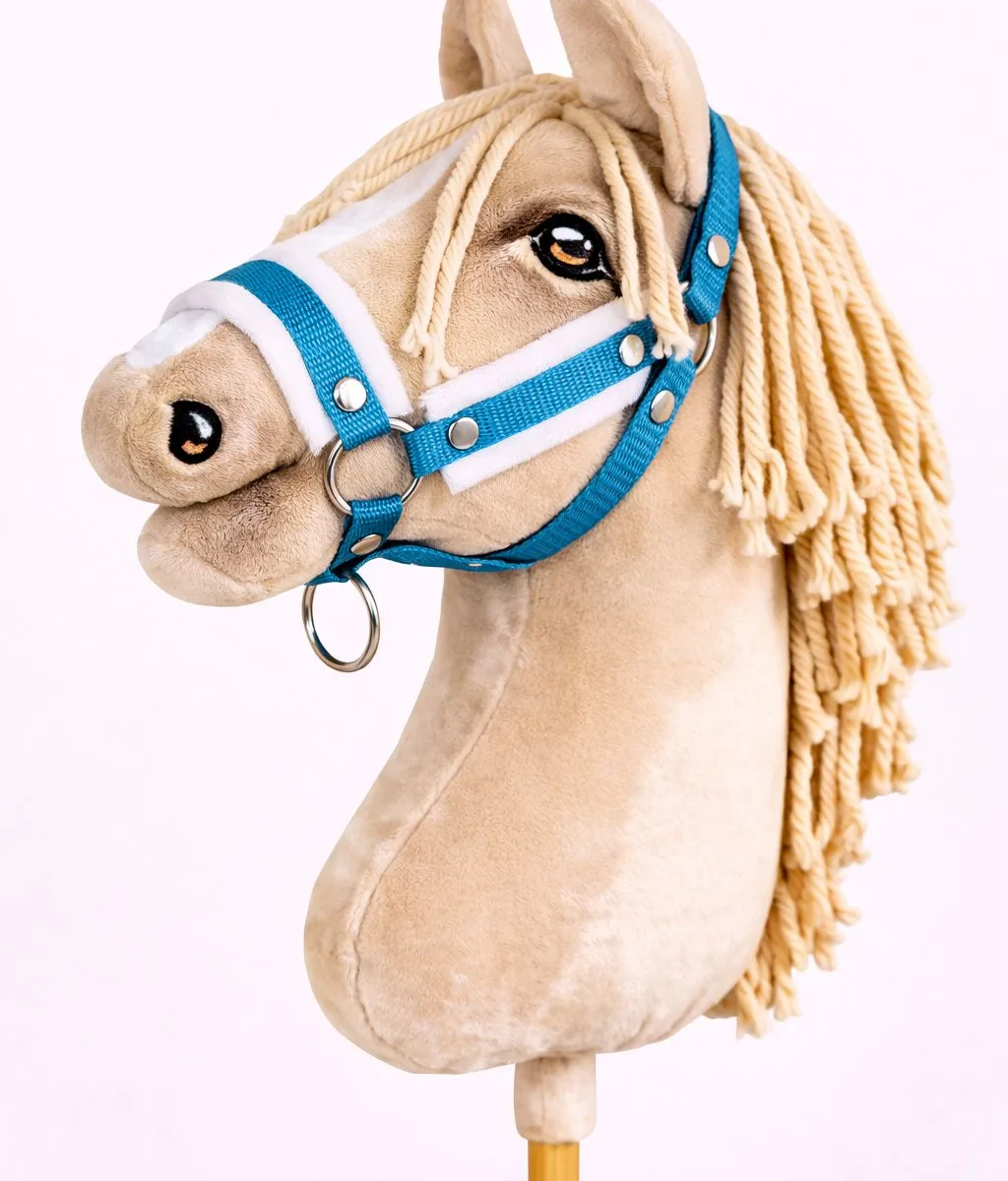 Reguliuojamas apynasris „Hobby Horse“ žirgui A3, turkio spalvos su baltu kailiuku