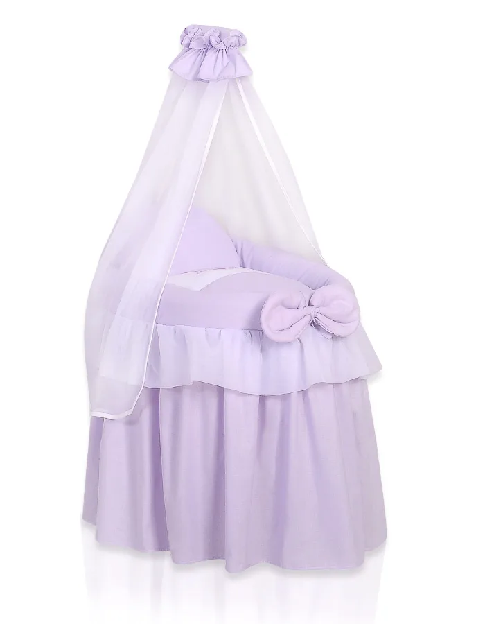Pintas Mozės krepšelis lėlėms su baldakimu „LITTLE PRINCESS“, spalva: alyvinė
