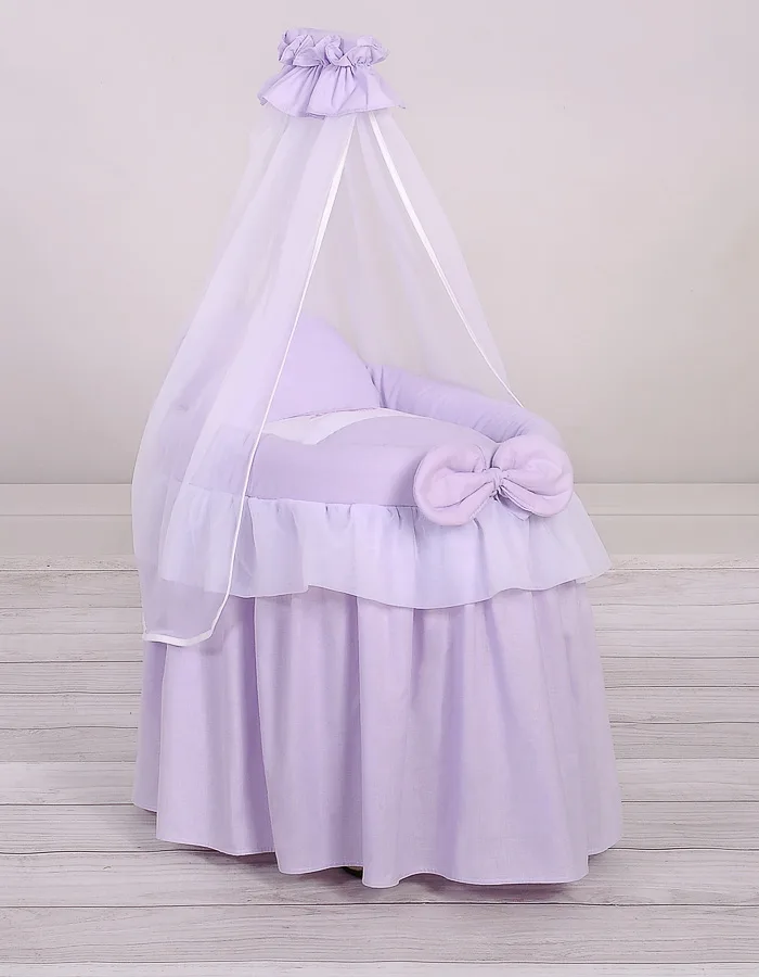 Pintas Mozės krepšelis lėlėms su baldakimu „LITTLE PRINCESS“, spalva: alyvinė