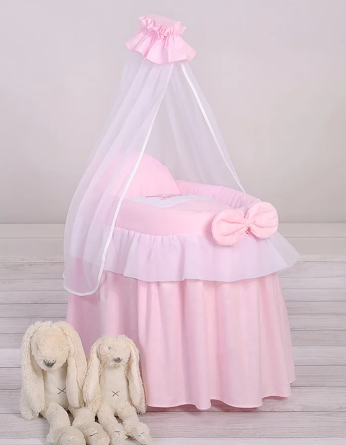 Pintas Mozės krepšelis lėlėms su baldakimu „LITTLE PRINCESS“, spalva: rožinė
