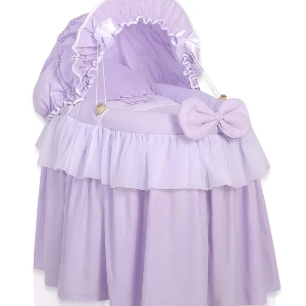 Pintas Mozės krepšelis lėlėms su gaubtu arba baldakimu, spalvos: rožinė ir violetinė - Su gaubtu „Little Princess“, alyvinė
